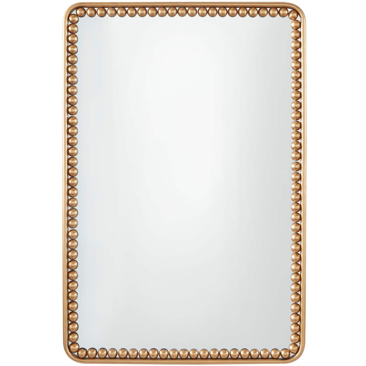 Gold Metal Wall Mirror with Beaded Detailing 24" x 2" x 36"
